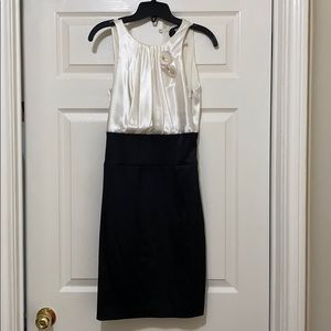 Colour-blocked black and white dress